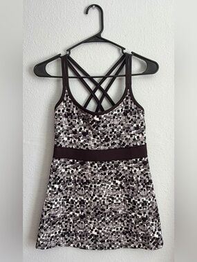 Soybu Tankini with Built in Bra- Black & White Strap Athleisure Tank- Size XS